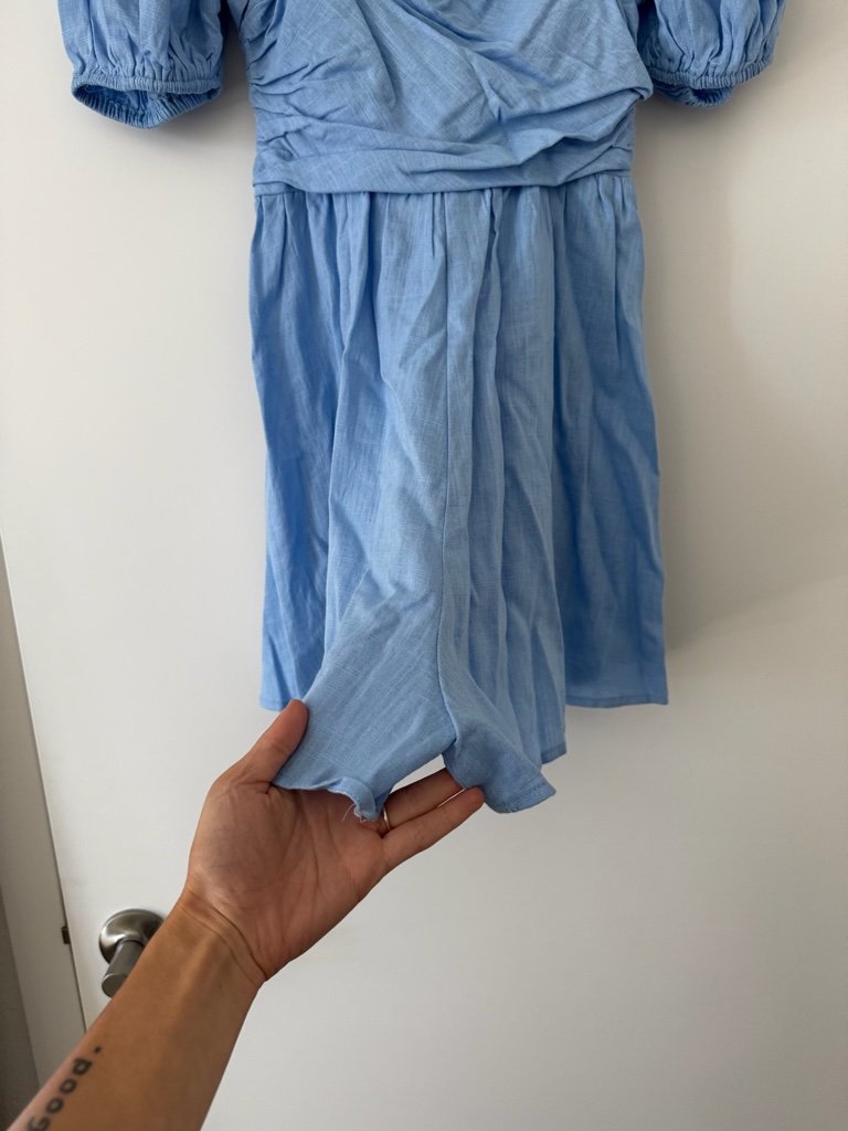 Fortunate One Blue Puff Sleeve Romper - Small — image 7 of 8